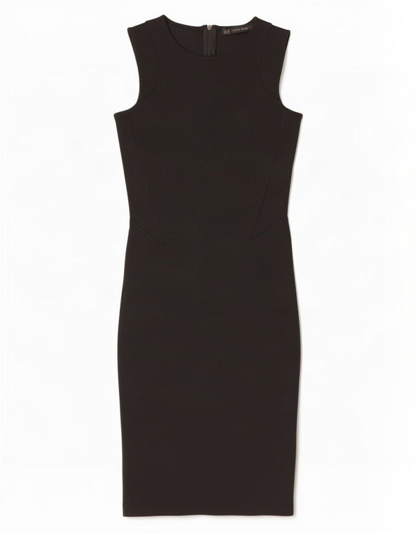 Zara vestido feminino sem mangas com bainha UK 6 XS preto viscose