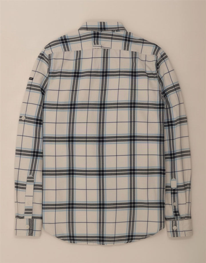 Camisa masculina Superdry Classic Fit grande algodão xadrez branco