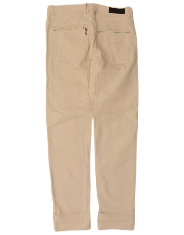 Calça feminina reta casual Benetton W32 L32 algodão bege