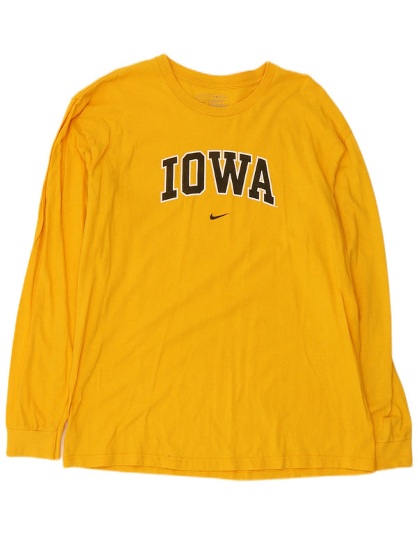 Top gráfico masculino Nike Iowa Hawkeyes manga comprida grande algodão amarelo