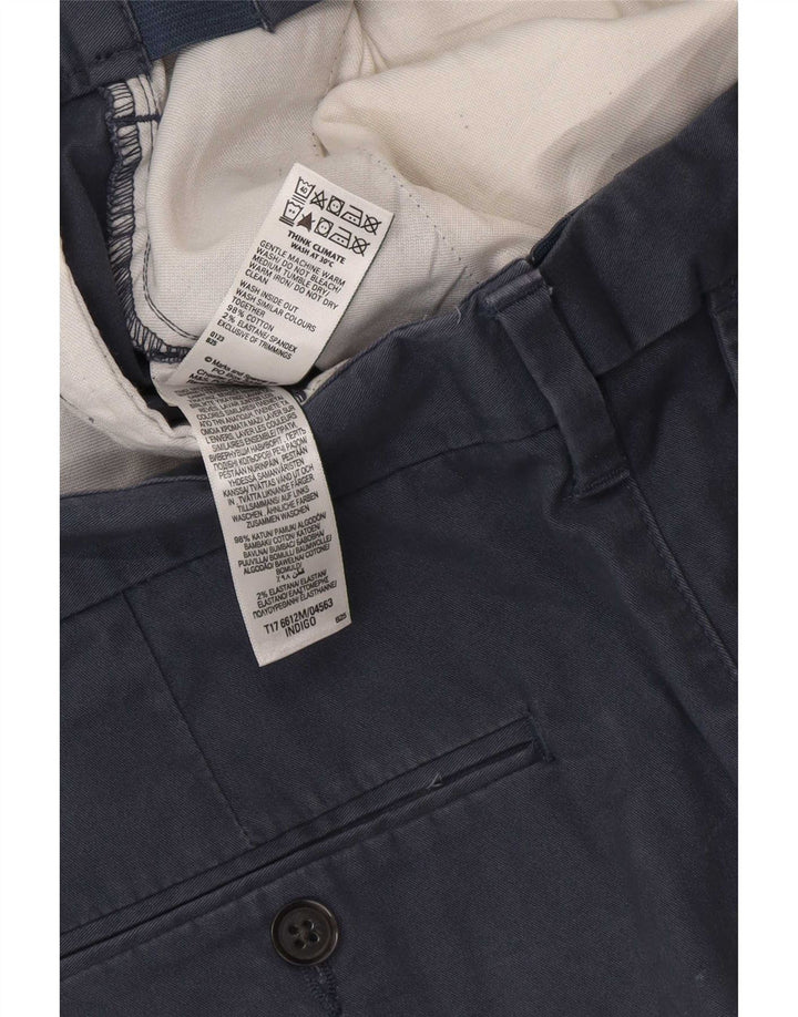 Calça chino masculina Marks & Spencer de ajuste regular W34 L32 algodão azul