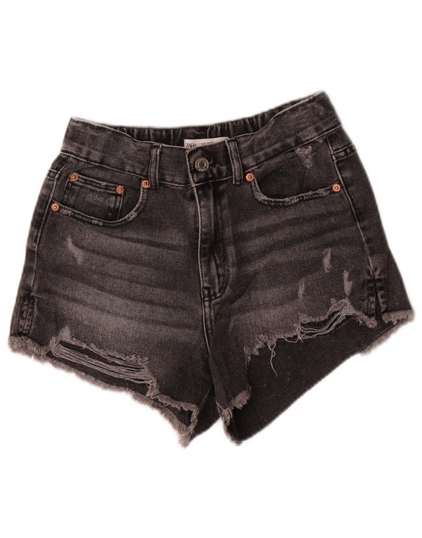 Zara Girls Shorts jeans desgastados 11-12 anos W26 cinza