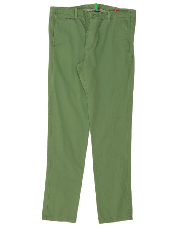Benetton Mens Slim Chino Trousers IT 50 Large W36 L33 Green Cotton