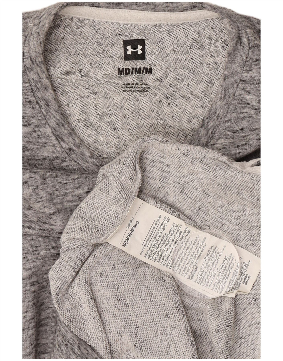 Under Armour Mens Graphic Moletom Jumper Médio Cinza Algodão Salpicado