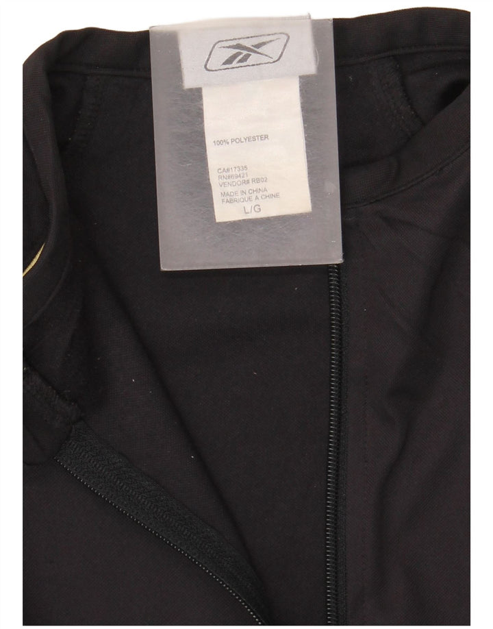 Reebok Mens Zip Neck Pullover Treino Top Grande Poliéster Preto