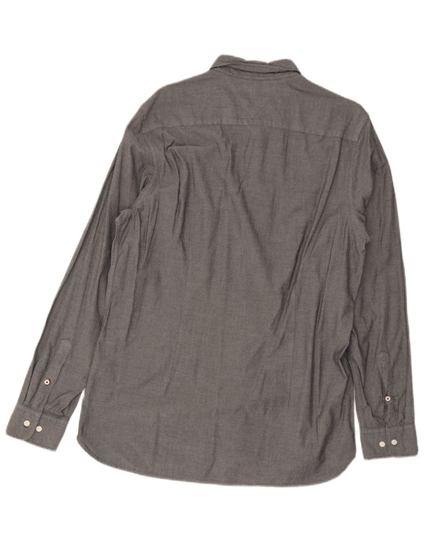 Tommy Hilfiger Mens Slim Fit Camisa XL Cinza Algodão