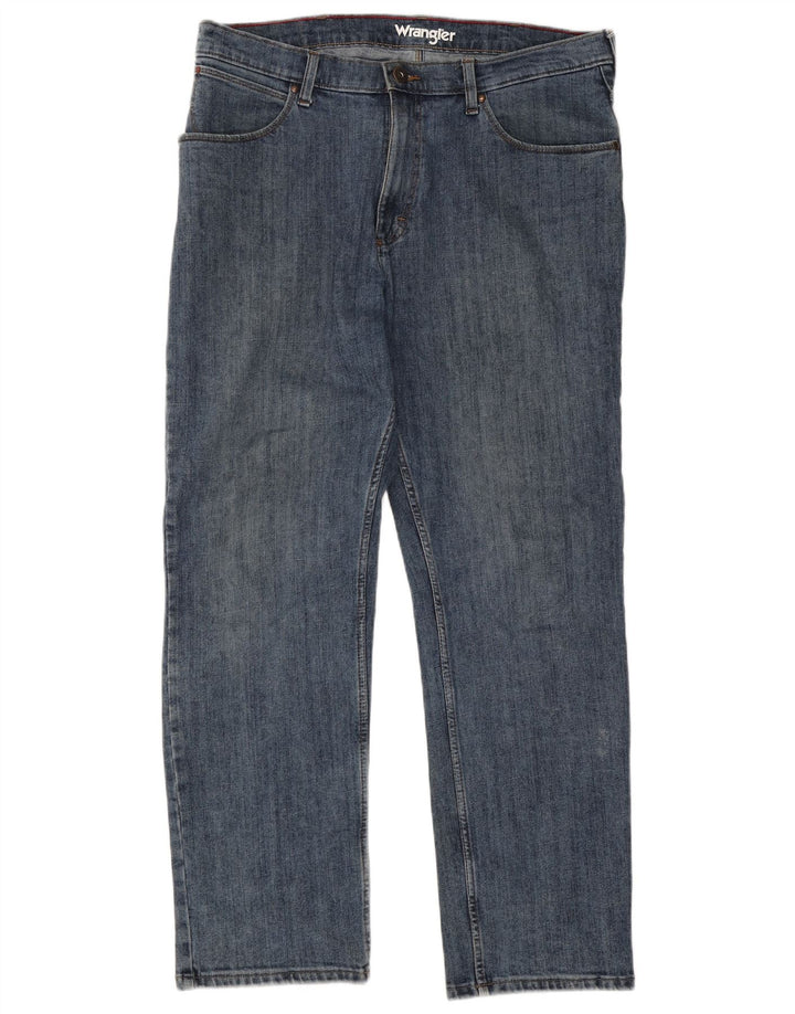 Wrangler Mens Straight Jeans W36 L30 Azul Algodão