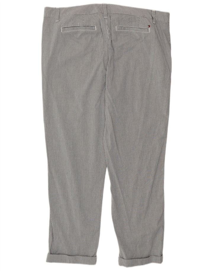Calças Cropped Femininas Tommy Hilfiger EUA 14 XL W38 L26 Cinza Listrado