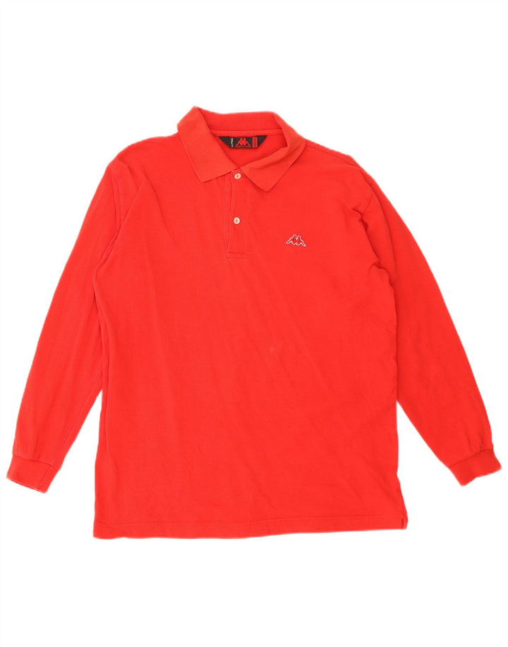 Camisa polo masculina de manga comprida Kappa médio algodão vermelho
