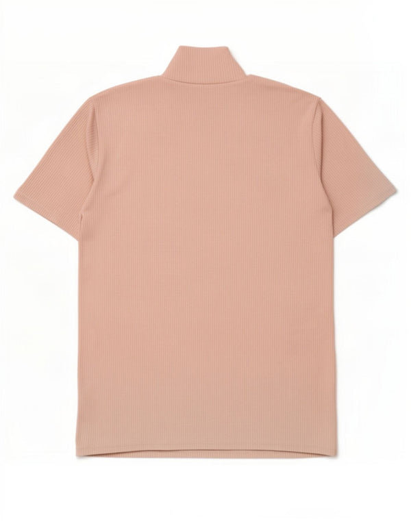 Camiseta feminina Zara com zíper e gola alta UK 16 grande poliéster rosa