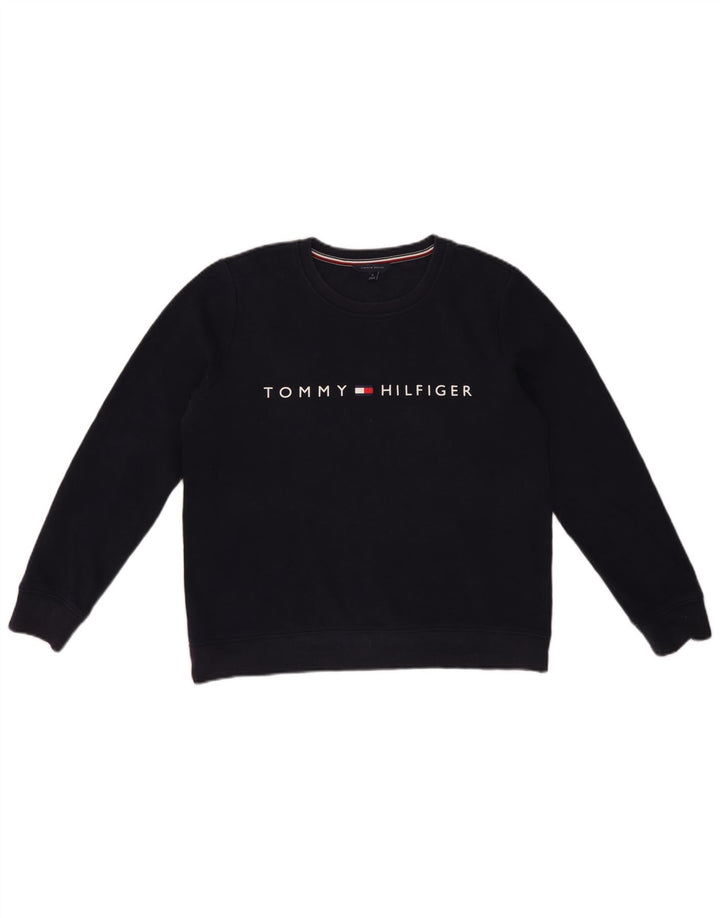 Tommy Hilfiger moletom gráfico feminino jumper UK 14 médio azul marinho