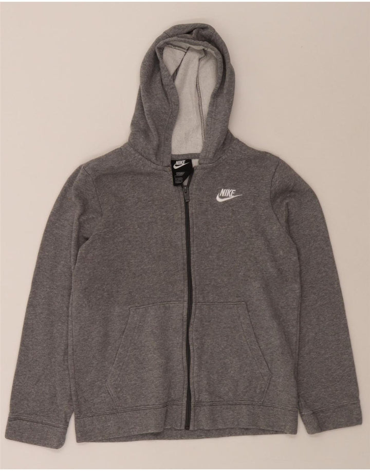 NIKE Boys Standard Fit Zip Hoodie Sweater 12-13 Years Large Grey Cotton Vintage Nike and Second-Hand Nike from Messina Hembry 