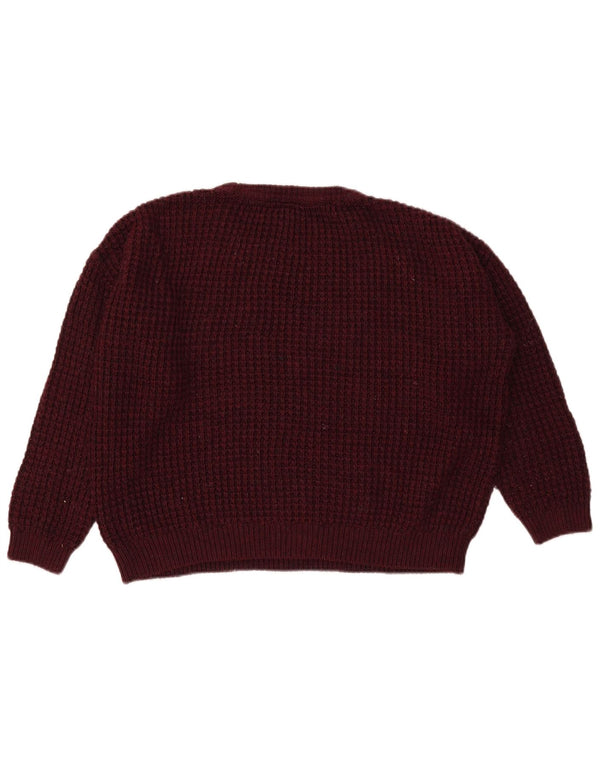 Topshop Suéter feminino cropped grande com gola redonda Reino Unido 8 pequeno Borgonha