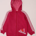 ADIDAS Girls Graphic Zip Hoodie Sweater 4-5 Years Pink Cotton Vintage Adidas and Second-Hand Adidas from Messina Hembry 