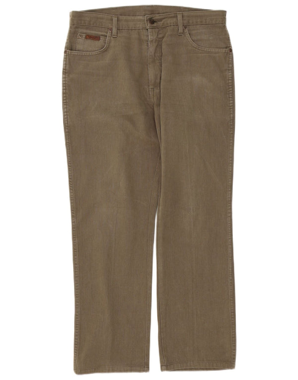 Calça Wrangler masculina Texas Straight casual W34 L30 algodão cáqui
