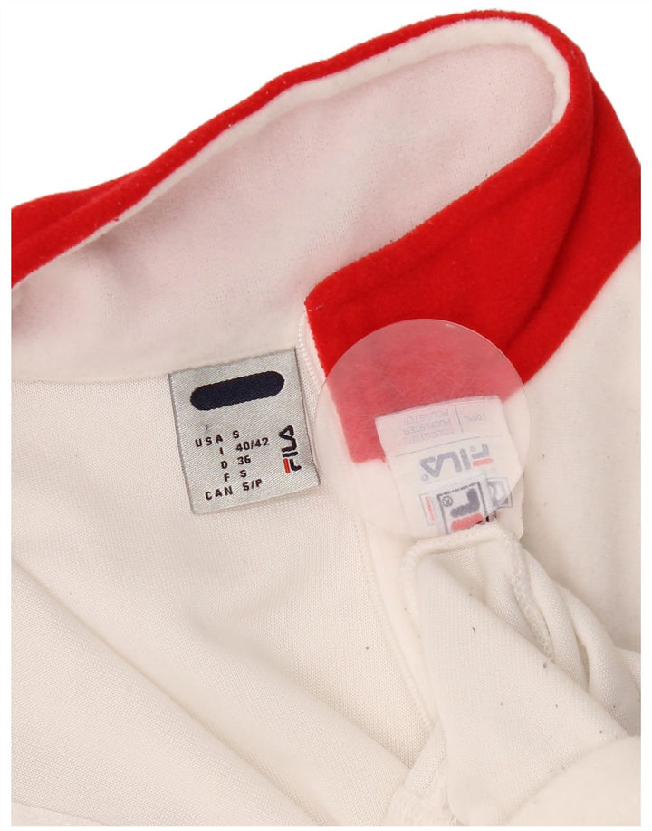 Fila Womens Zip Neck Top Manga Longa UK 8 Pequeno Colourblock Branco Poliéster