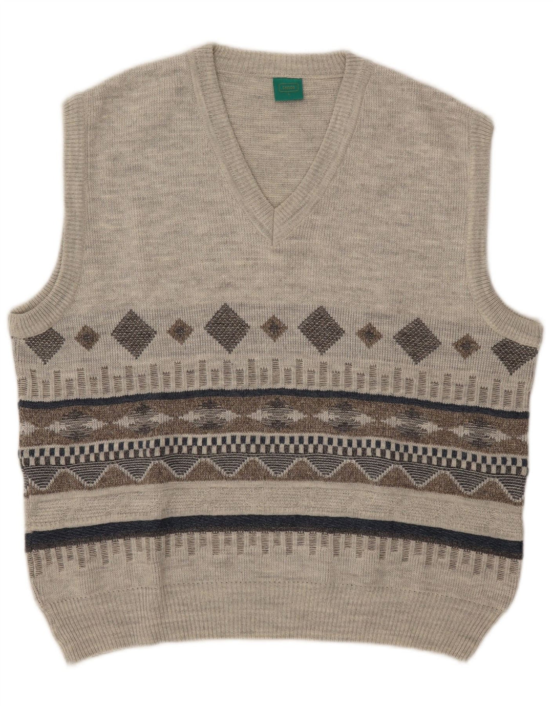 C&A Mens Canda Vest Regata Grande Acrílico Geométrico Cinza