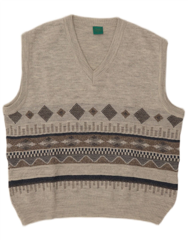 C&A Mens Canda Vest Regata Grande Acrílico Geométrico Cinza