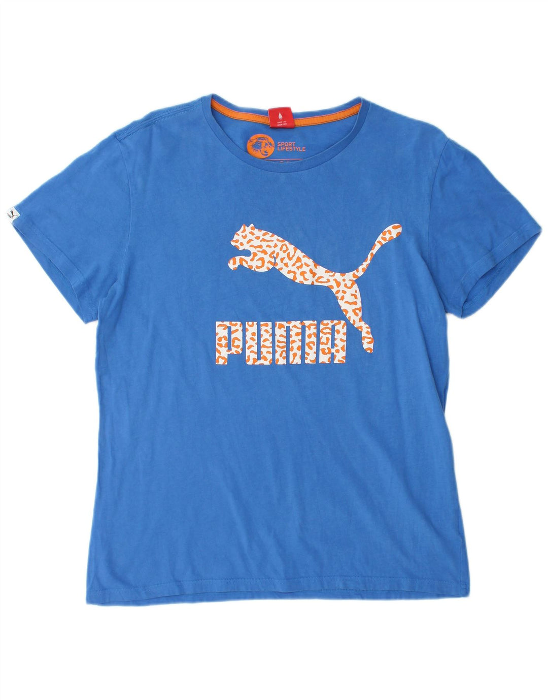 Puma Mens Graphic T-Shirt Top Grande Algodão Azul