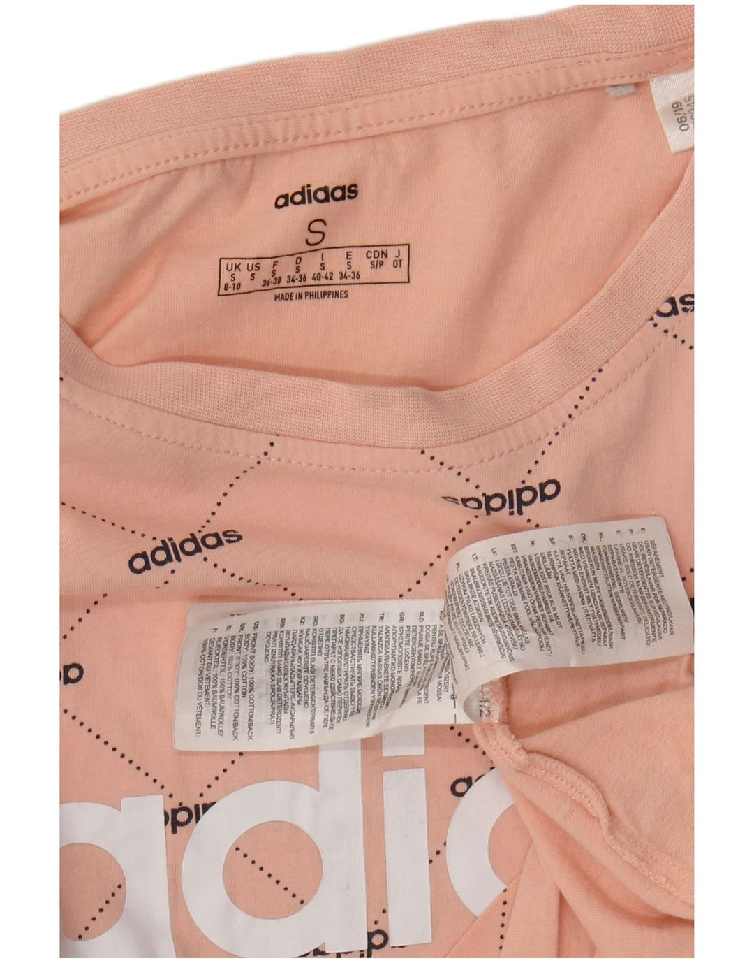ADIDAS Camiseta Feminina Oversized Crop Graphic Top Reino Unido 8/10 Pequeno Algodão Rosa