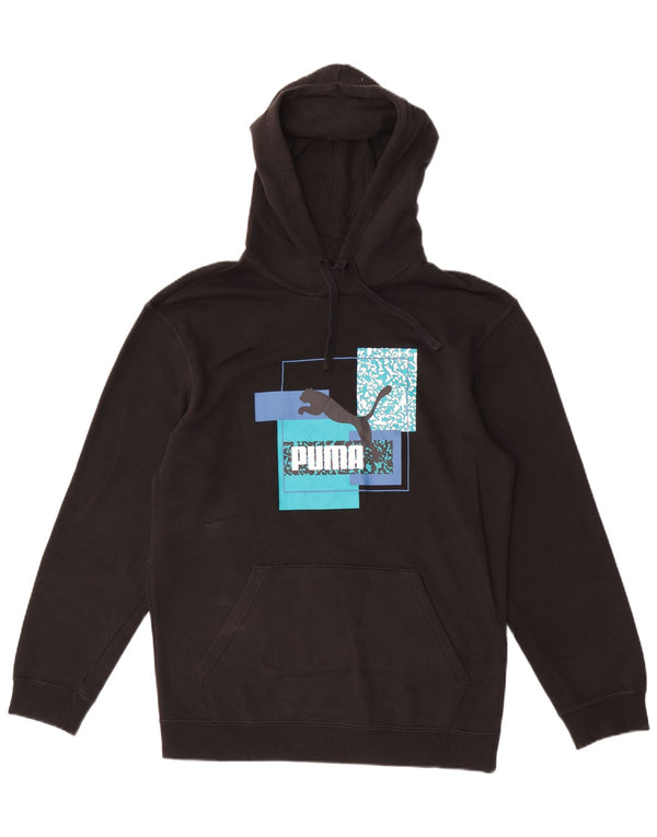 Puma masculino gráfico moletom com capuz pequeno algodão preto