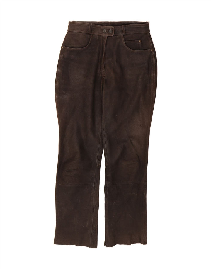 LOUIS Womens Straight Leather Trousers W30 L31 Brown Leather Vintage Louis and Second-Hand Louis from Messina Hembry 