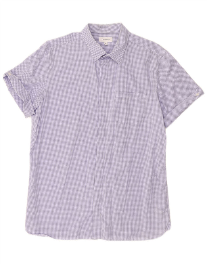 CALVIN KLEIN Camisa masculina de manga curta de algodão roxo médio