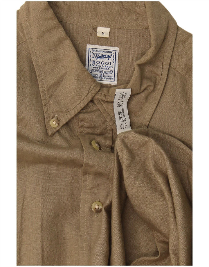 Camisa masculina Boggi de algodão cáqui médio