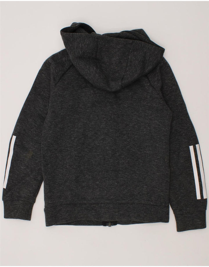 ADIDAS Boys Zip Hoodie Sweater 7-8 Years Grey Flecked Cotton Vintage Adidas and Second-Hand Adidas from Messina Hembry 