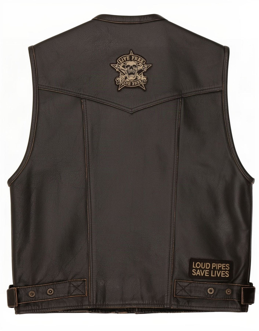 Colete de couro masculino vintage UK 40 grande preto