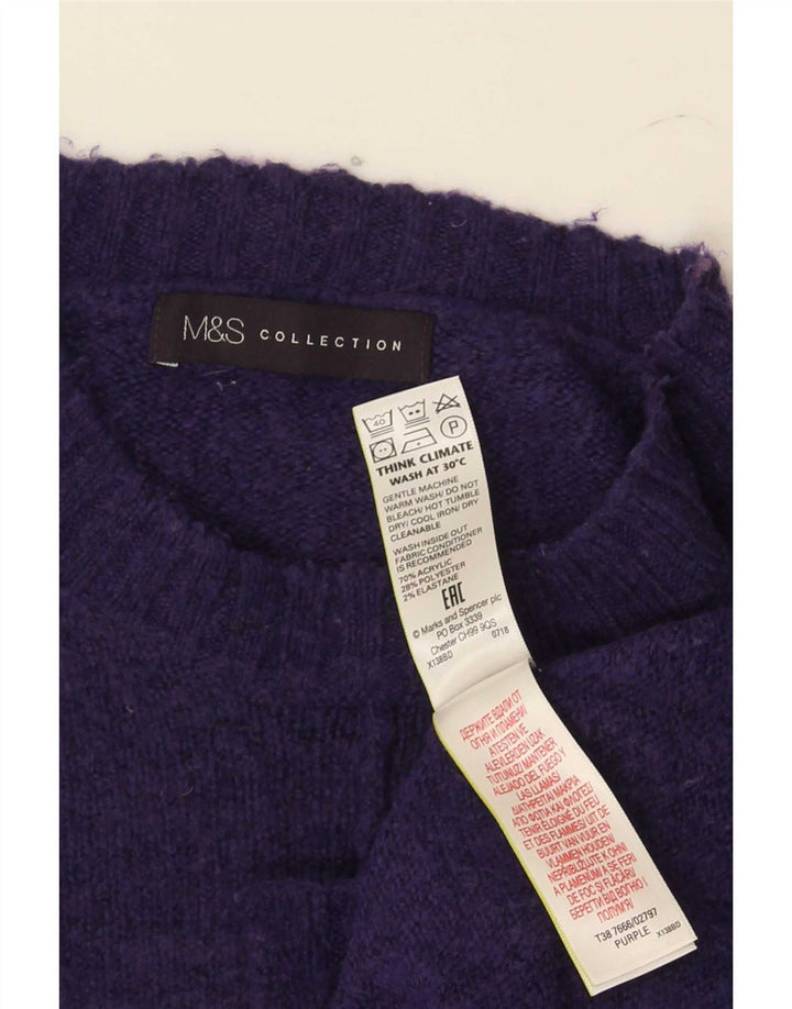 Suéter feminino Marks & Spencer com gola redonda Reino Unido 10 pequeno roxo