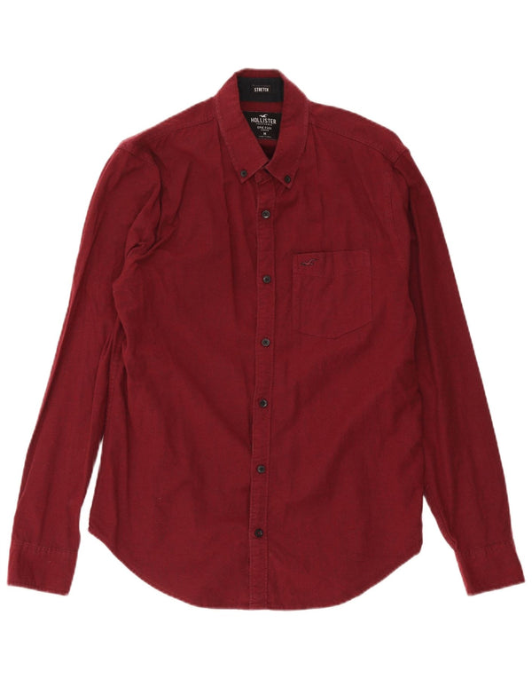 Camisa masculina Hollister de algodão médio Borgonha