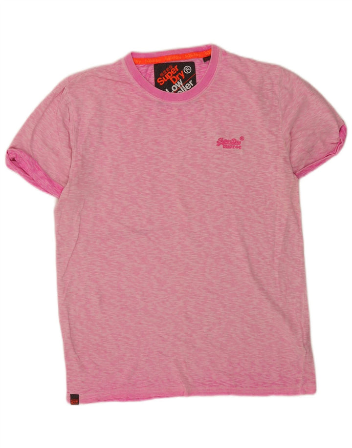 Camiseta masculina Superdry Top médio algodão manchado rosa