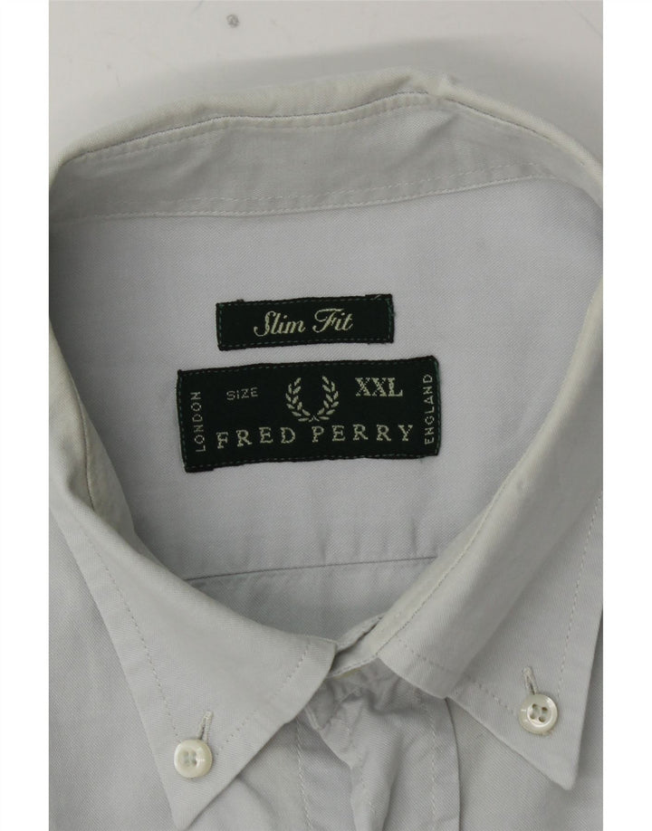 FRED PERRY Camisa masculina slim fit 2XL algodão azul