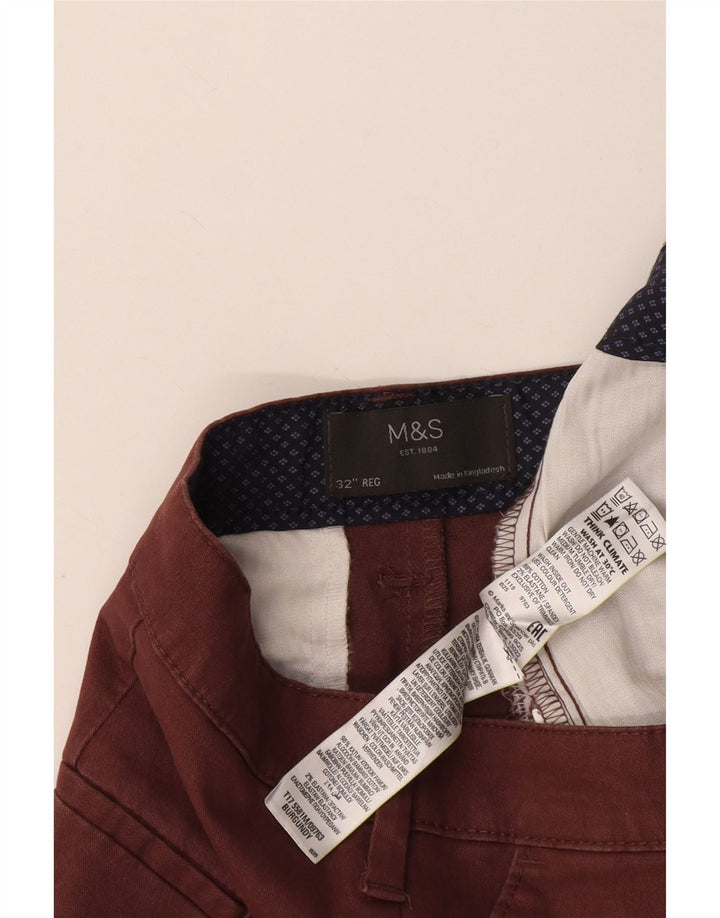Shorts Chino Masculino Marks & Spencer W32 Médio Algodão Borgonha
