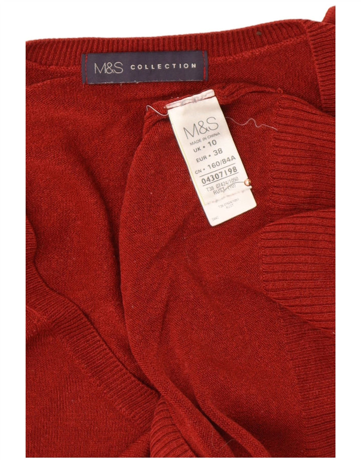 MARKS & SPENCER Suéter feminino com decote em V Reino Unido 10 pequeno poliacrílico vermelho