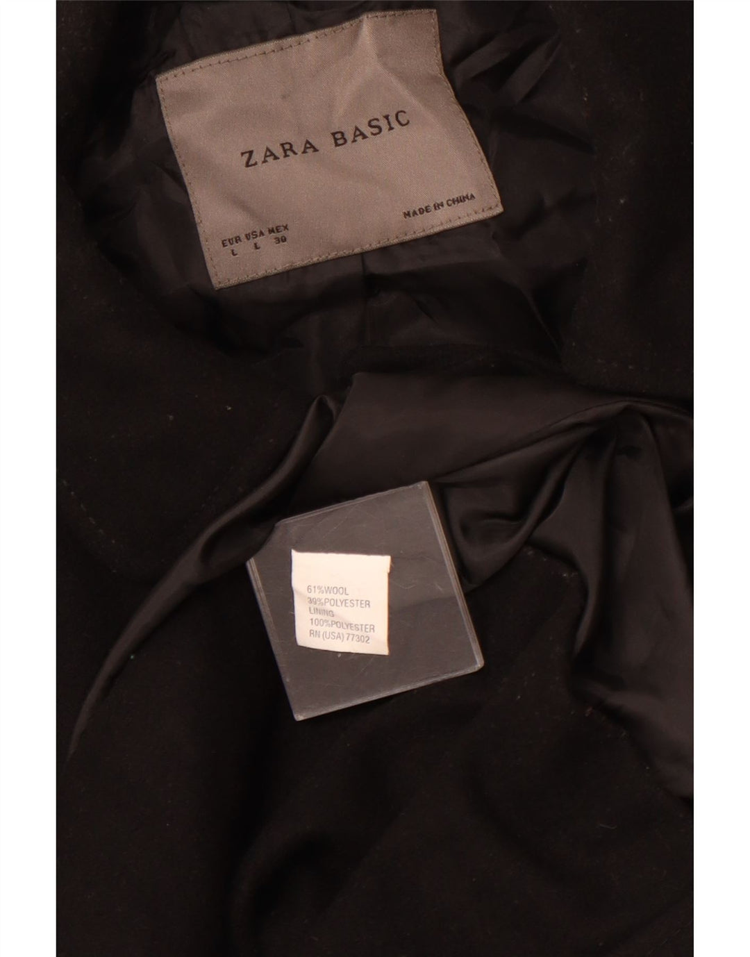 Sobretudo feminino ZARA UK 14 grande lã preta