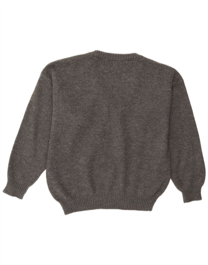 Suéter masculino vintage com decote em V IT 50 Argyle cinza médio/acrílico diamante