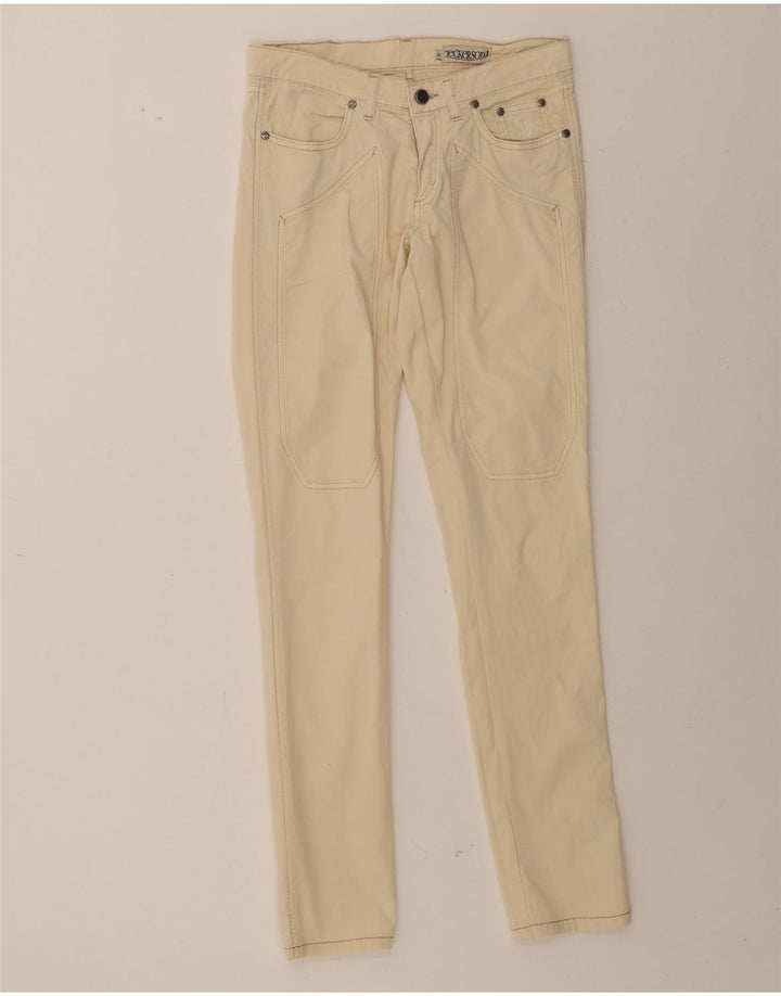 JECKERSON Womens Slim Casual Trousers W26 L31 Off White Cotton Vintage Jeckerson and Second-Hand Jeckerson from Messina Hembry 