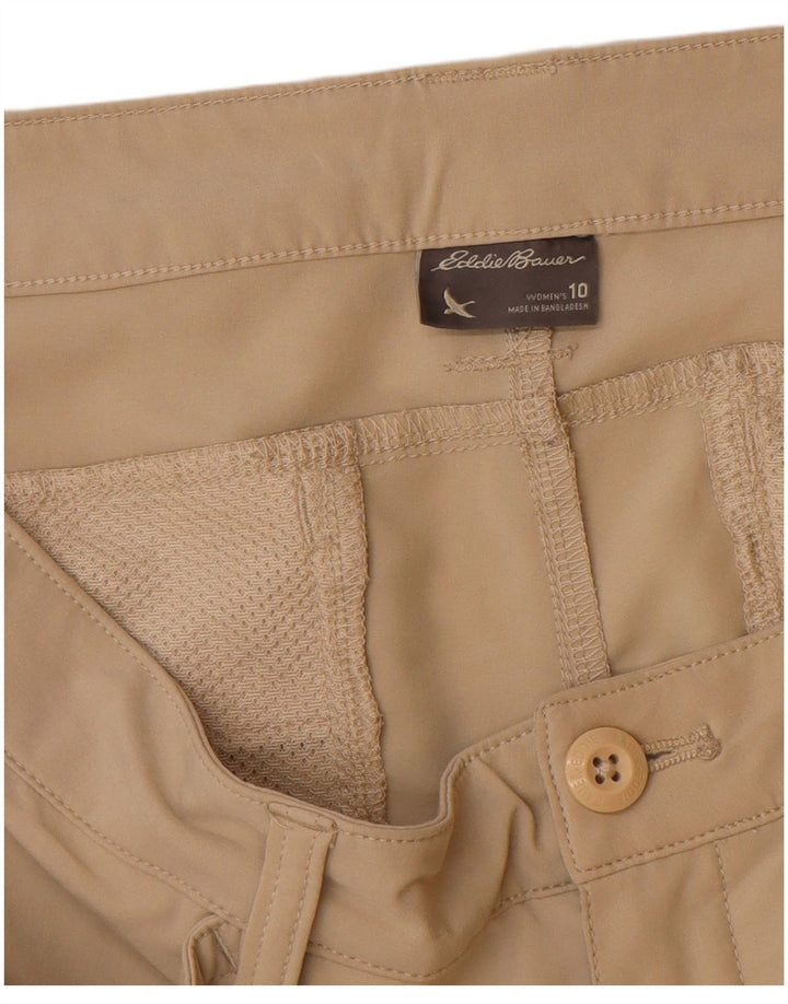Shorts casuais femininos Eddie Bauer US 10 grandes W32 poliéster bege