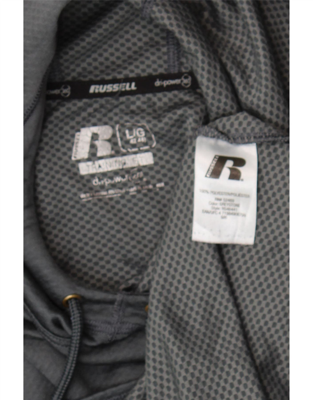 Suéter com capuz Russell Athletic masculino Dri-Power grande poliéster cinza