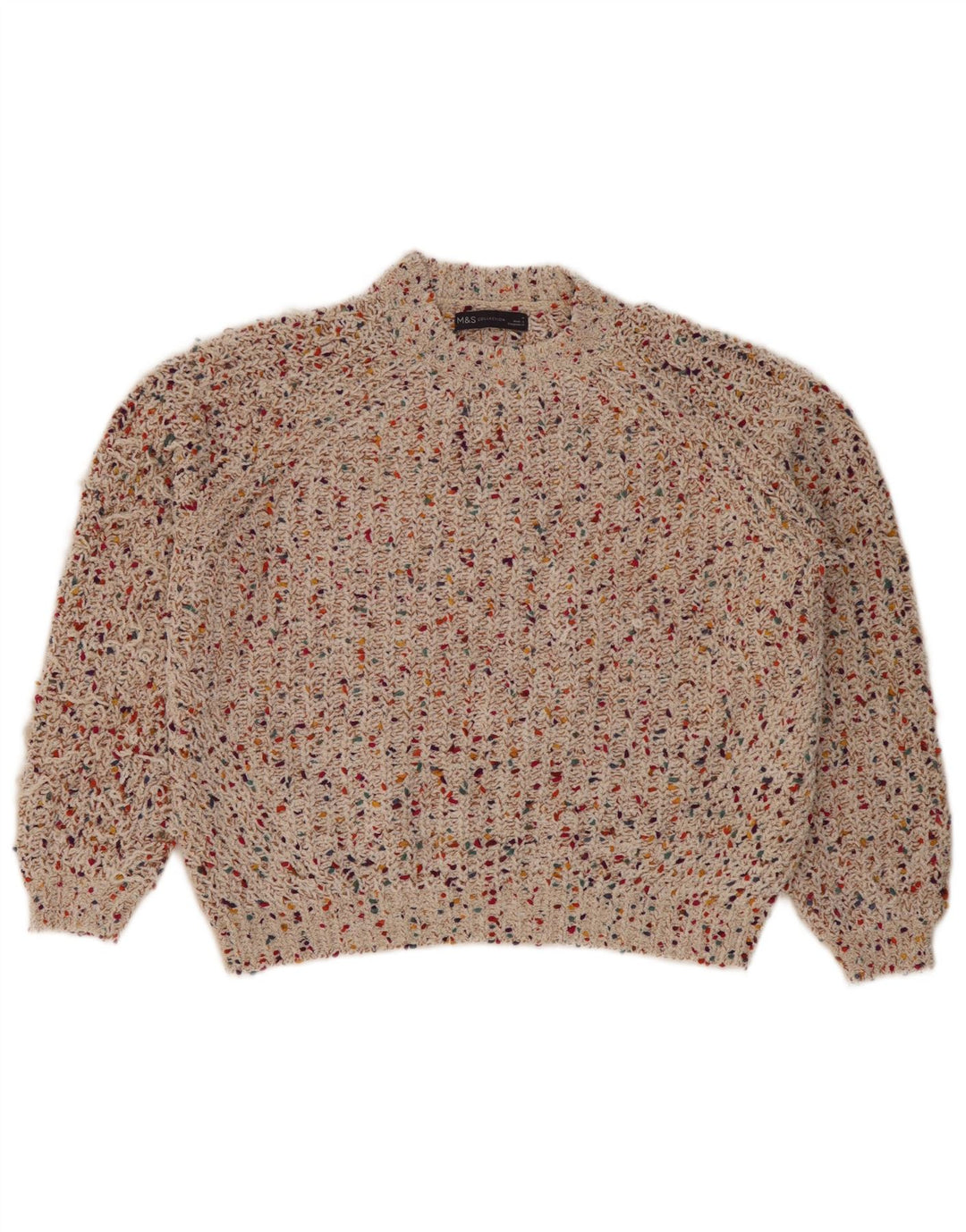 Suéter feminino Marks & Spencer com gola tartaruga Reino Unido 14 médio multicolorido