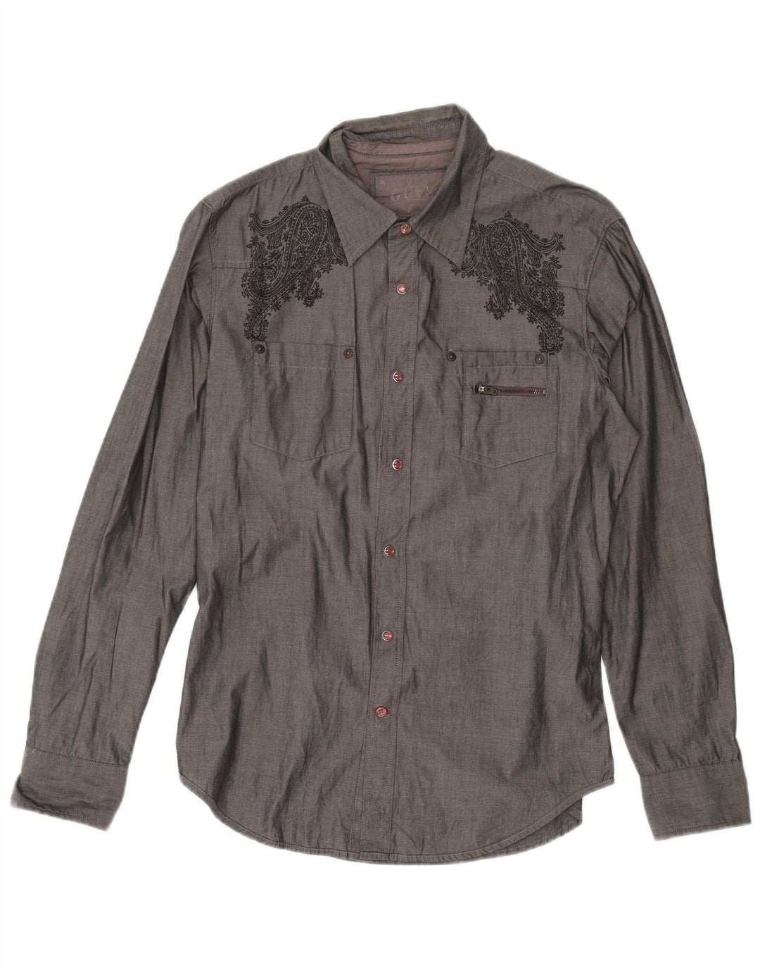 Camisa masculina GUESS cinza médio algodão paisley