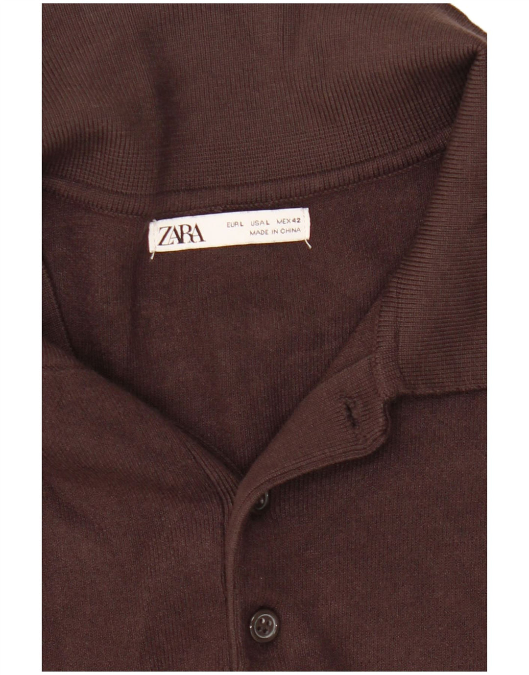 Zara Suéter masculino com gola polo grande marrom