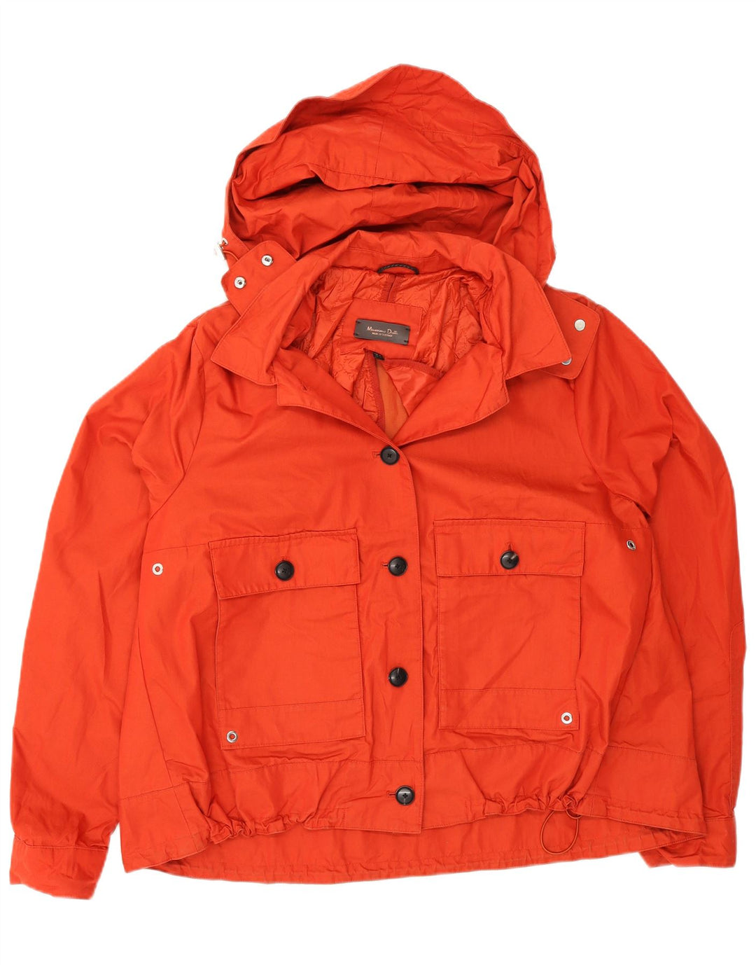 Jaqueta bomber com capuz feminino Massimo Dutti UK 18 XL laranja poliéster