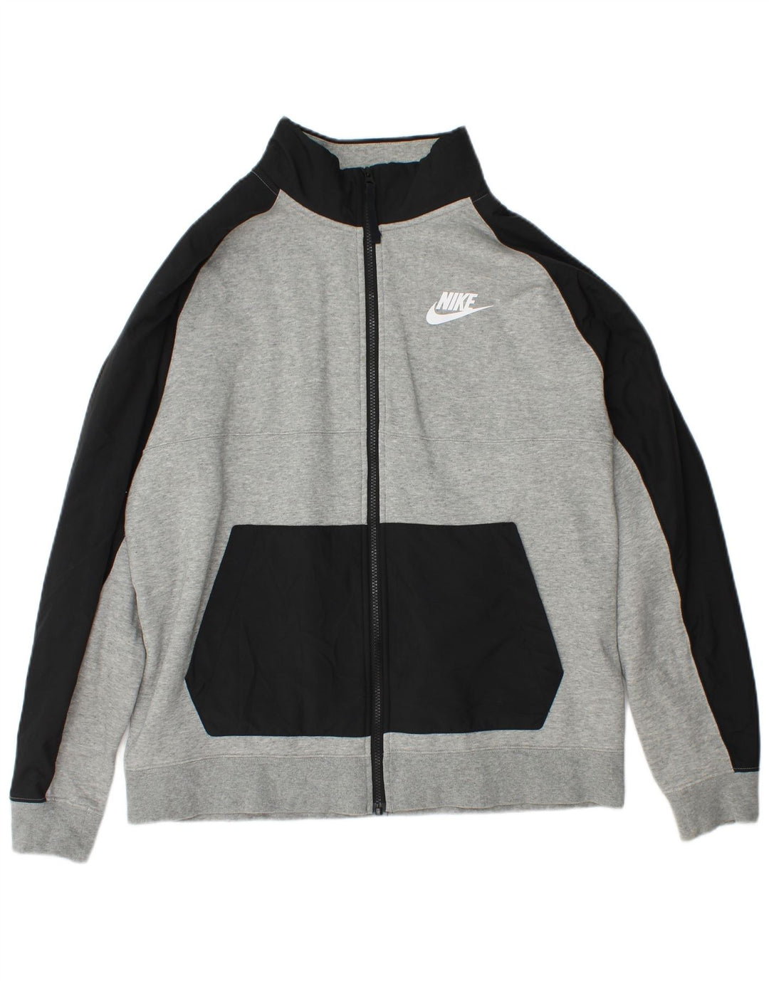 Nike masculino completo agasalho grande cinza colorblock algodão