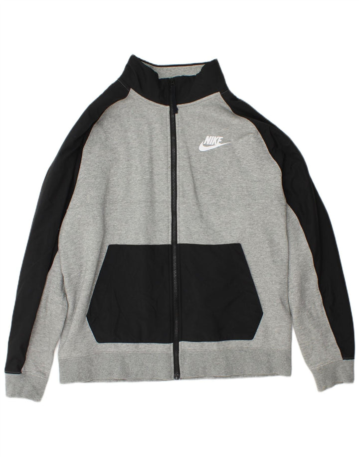 Nike masculino completo agasalho grande cinza colorblock algodão