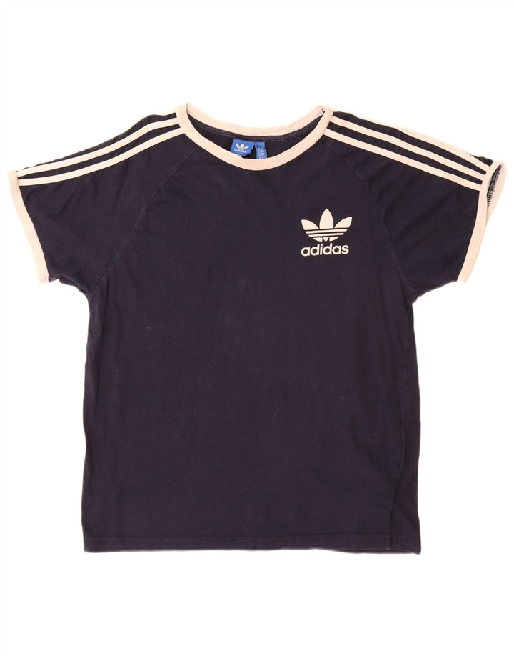 Adidas Mens Camiseta Top Médio Algodão Azul Marinho