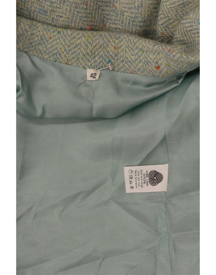 Jaqueta blazer feminina vintage com 2 botões IT 42 lã espinha de peixe verde médio