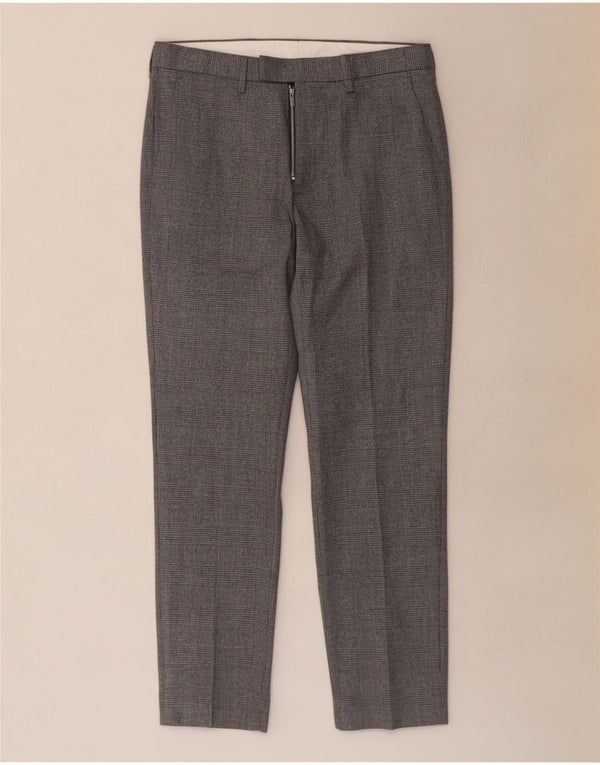 Calça masculina de terno regular Marks & Spencer W32 L29 cinza Houndstooth
